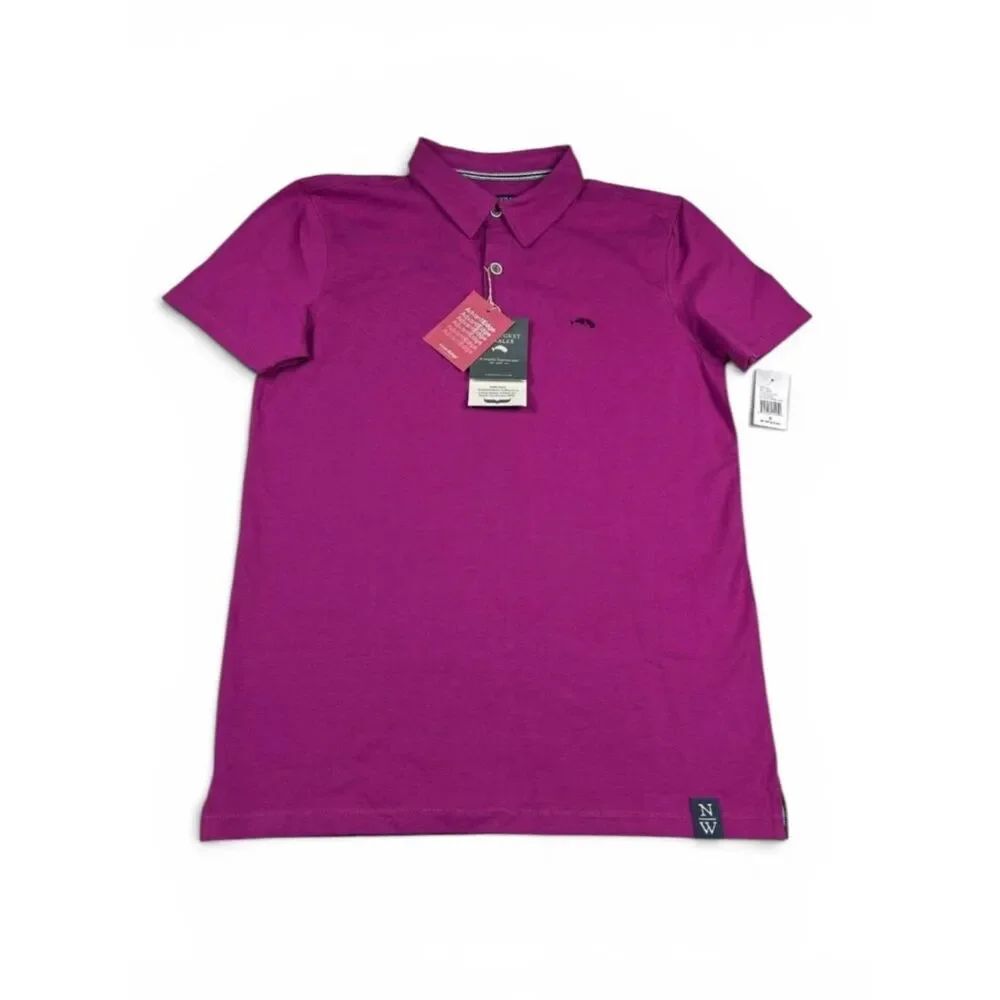 Nantucket Whaler Mens Performance Polo Shirt Magneta Short Sleeve Logo Top S NEW